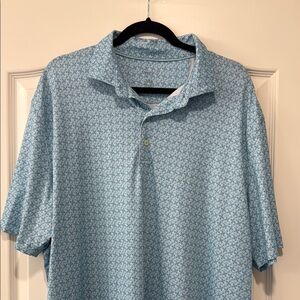 Men's Blue Patterned Performance Polo Shirt